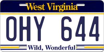 WV license plate OHY644