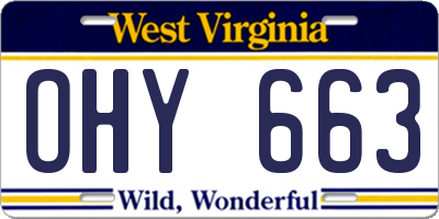 WV license plate OHY663