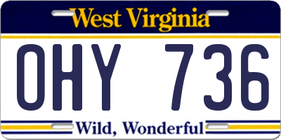 WV license plate OHY736
