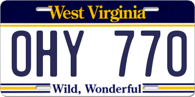 WV license plate OHY770