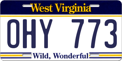WV license plate OHY773