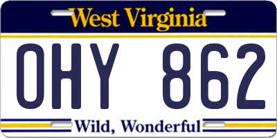 WV license plate OHY862