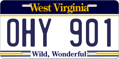 WV license plate OHY901