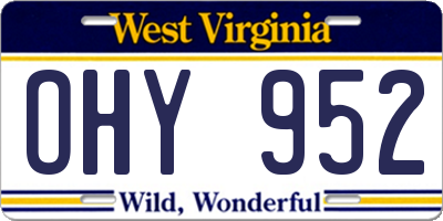 WV license plate OHY952