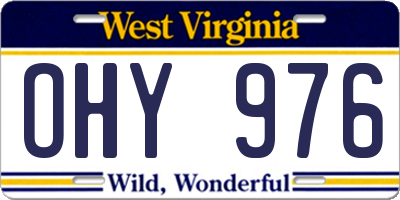 WV license plate OHY976