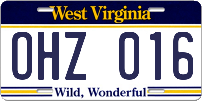 WV license plate OHZ016