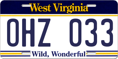WV license plate OHZ033