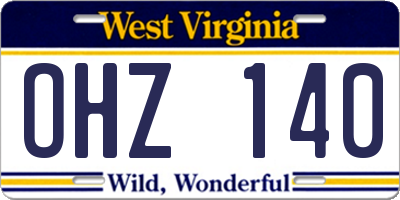 WV license plate OHZ140