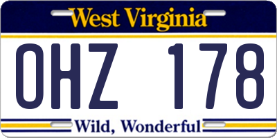 WV license plate OHZ178