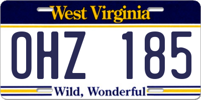 WV license plate OHZ185