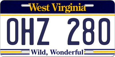 WV license plate OHZ280