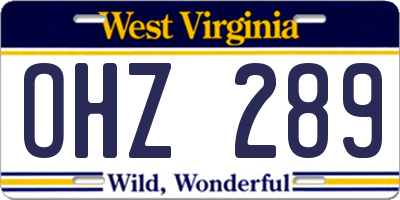 WV license plate OHZ289
