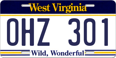 WV license plate OHZ301