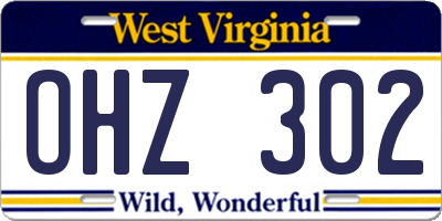 WV license plate OHZ302