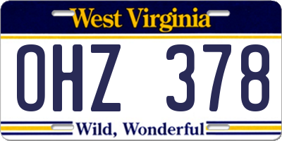 WV license plate OHZ378