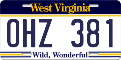 WV license plate OHZ381