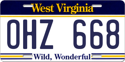 WV license plate OHZ668