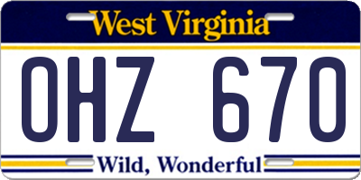 WV license plate OHZ670