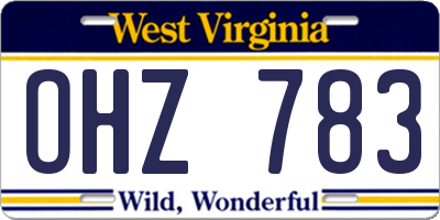 WV license plate OHZ783