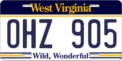 WV license plate OHZ905