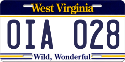 WV license plate OIA028
