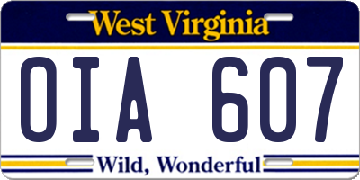 WV license plate OIA607