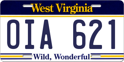 WV license plate OIA621