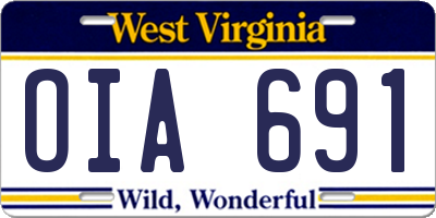 WV license plate OIA691