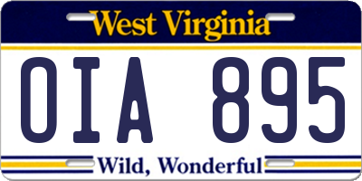 WV license plate OIA895