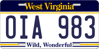 WV license plate OIA983