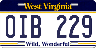 WV license plate OIB229