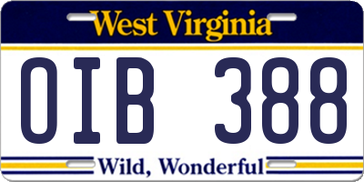 WV license plate OIB388