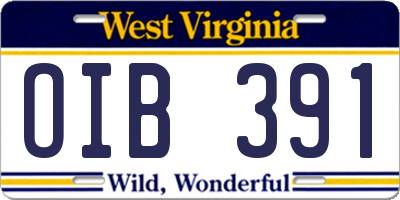 WV license plate OIB391