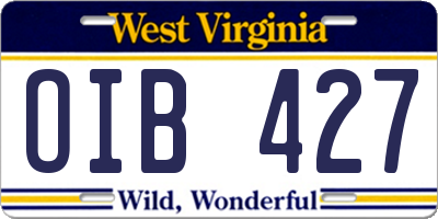 WV license plate OIB427