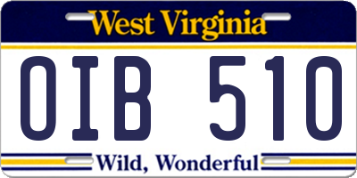 WV license plate OIB510
