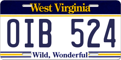 WV license plate OIB524