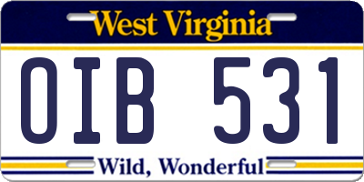WV license plate OIB531