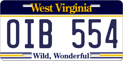 WV license plate OIB554
