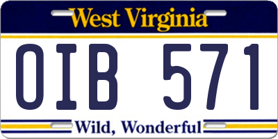 WV license plate OIB571