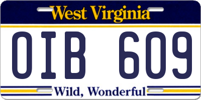WV license plate OIB609