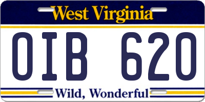 WV license plate OIB620