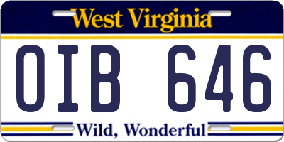 WV license plate OIB646