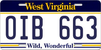 WV license plate OIB663