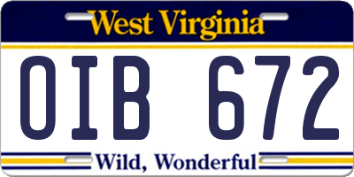 WV license plate OIB672