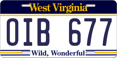 WV license plate OIB677