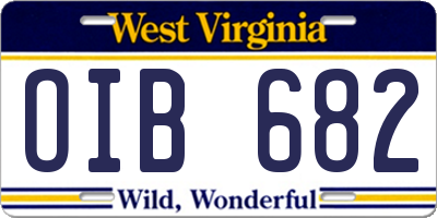 WV license plate OIB682
