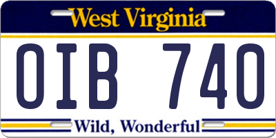 WV license plate OIB740