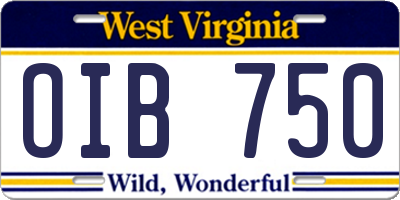 WV license plate OIB750