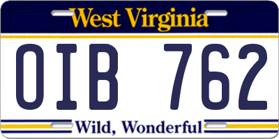 WV license plate OIB762