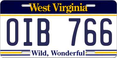 WV license plate OIB766